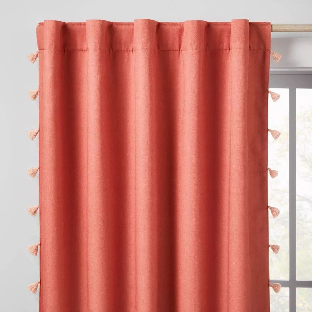 Pink Blackout Curtain Panel 42x63 Pillowfort Tassel Kids Room Decor